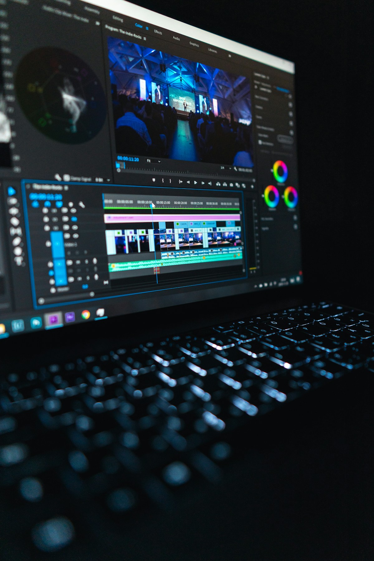 Professional video editing studio